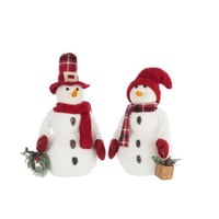 Bonhomme de neige garçon/girl polyester blanc/rouge noël assortiment de 2