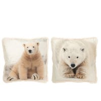 Coussin ours polaire polyester blanc cassé/beige large assortiment de 2