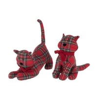 Cale-porte chat carreaux polyester rouge noël/vert foncé assortiment de 2
