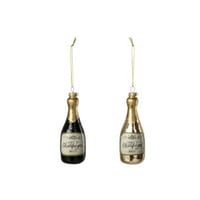 Suspension bouteille de champagne verre noir/doré assortiment de 2