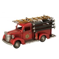 Camion pompier antique métal rouge
