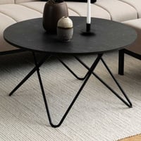 Table basse ronde Wyre - Ø80x45 cm - aspect marbre noir