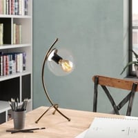 Lampe de table vintage Tatum - Corps en métal et calotte en verre