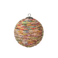 Boule de noël perles verre rose/doré large