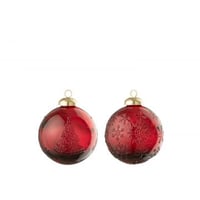 Boule de noël balle verre rouge assortiment de 2