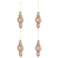 Boite de 4 boule de noël verre rose clair/vieux rose