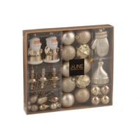 Boite de 45 boule de noël plastique beige/écru