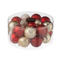 Boite de 30 boule de noël plastique rouge noël/doré