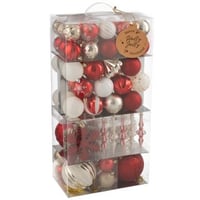Boite de 80 boule de noël plastique rouge noël/doré