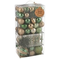 Boite de 80 boule de noël plastique vert menthe/écru