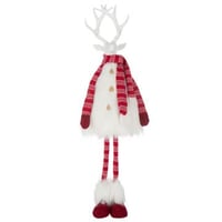 Cerf fourrure + foulard polyester blanc/rouge noël large