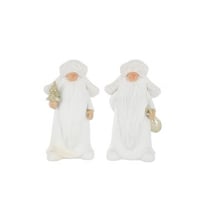 Père noël arbre + sac polyrésine blanc/doré large assortiment de 2