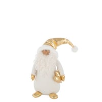 Père noël coeur doré polyester blanc/doré large