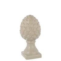 Pomme de pin sur base brillant porcelaine beige large