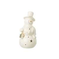 Bonhomme de neige led porcelaine écru large