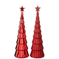Arbre +  etoile plastique rouge noël assortiment de 2