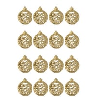 Boite de 16 boule de noël motif baroque plastique doré