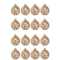 Boite de 16 boule de noël motif baroque plastique pêche