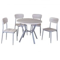 Table et chaises Rouen, 4 chaises - décor chêne de Sonoma