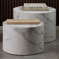 Tables basses rondes Dice - lot de 2 - marbre blanc