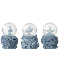 Boule de neige mer polyrésine bleu clair large assortiment de 3