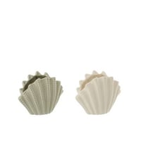 Vase coquillage grès blanc/vert olive small assortiment de 2