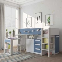 Lit combiné Beau 90x200 avec bureau - bleu foncé