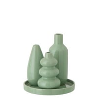 Set de 4 vase plateau porcelaine gris vert
