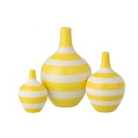 Set de 3 vase ligné porcelaine blanc/jaune