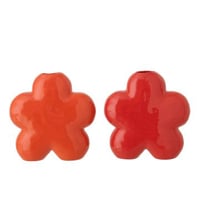 Vase fleur porcelaine orange/rouge large assortiment de 2