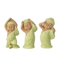 Moine amusant polyrésine vert menthe assortiment de 3