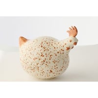 Poulet céramique blanc/marron large