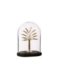 Cloche décorative palm tree verre doré/noir small