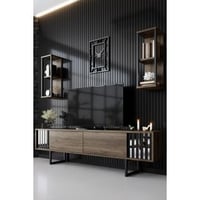 Meuble TV stylé Woody Fashion | 100% Mélamine | Pieds en métal | Noyer noir