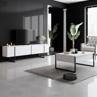 Ensemble salon Woody Fashion | Meuble TV et table basse | White Black
