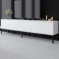Lord Meuble TV | 100 % MÉLAMINE | Noir, Blanc