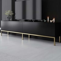 Lord Meuble TV | 100 % MÉLAMINE | Noir, Or