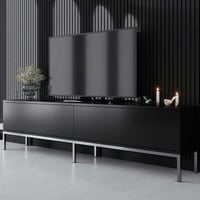 Meuble TV Fashion en bois | Revêtement 100% mélamine | Noir Argent