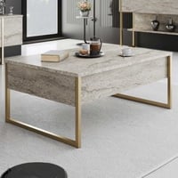 Table basse Woody Fashion - 60x90x40cm - travertin/or