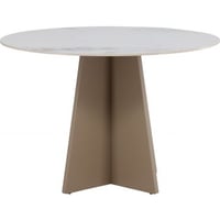 Table de salle à manger ronde Bootcut Φ110 x 75 cm - MDF beige / aspect marbre pierre frittée