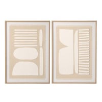 Decoration murale abstract toile naturel/blanc assortiment de 2