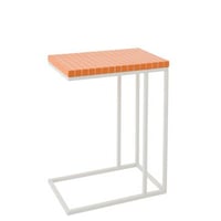 Table d'appoint rectangle carreaux fer orange/blanc