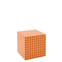 Table d'appoint cube carreaux mdf orange/blanc