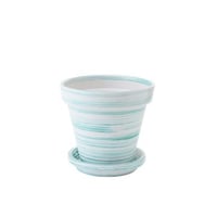 Cachepot céramique vert menthe/blanc medium