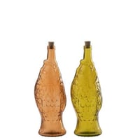 Bouteille verre orange/ocre assortiment de 2