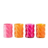 Photophore   verre orange/rose small assortiment de 4