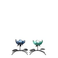 Photophore fleur fer vert/bleu medium assortiment de 2