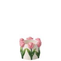 Cachepot tulipe céramique blanc/rose clair small