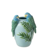 Vase perroquets céramique vert/bleu medium