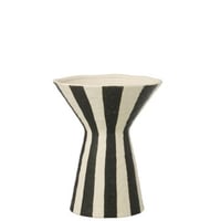 Vase ligné grès blanc cassé/noir large